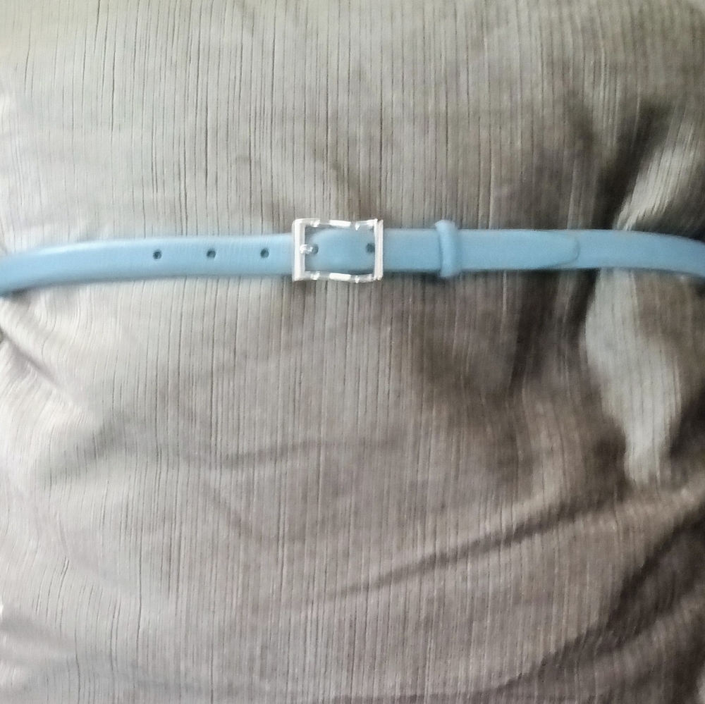 DKNY narrow leather belt in Robin's egg blue. Perfect condition, NWOT